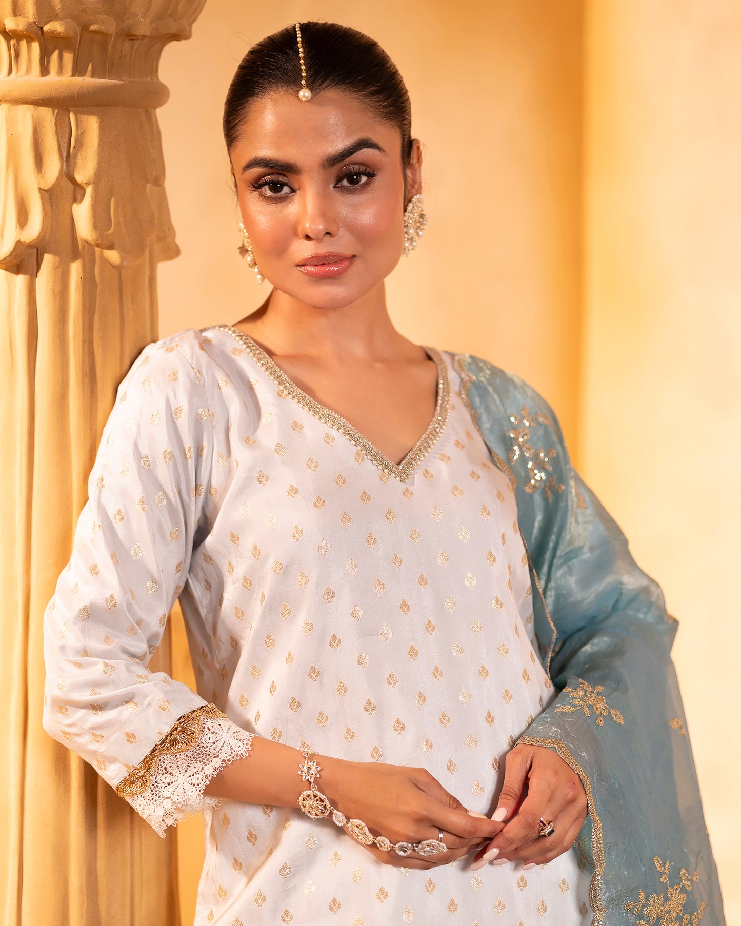 Tana Bana Sky blue Kurta, Pant and Dupatta