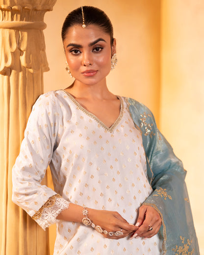 Tana Bana Sky blue Kurta, Pant and Dupatta