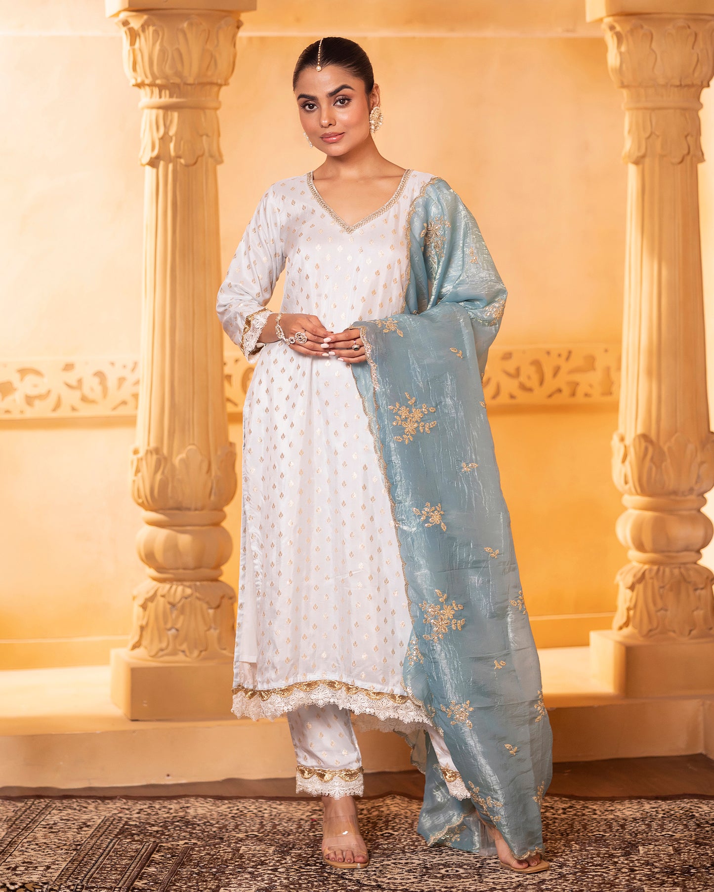 Tana Bana Sky blue Kurta, Pant and Dupatta