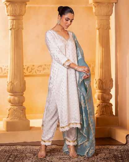 Tana Bana Sky blue Kurta, Pant and Dupatta