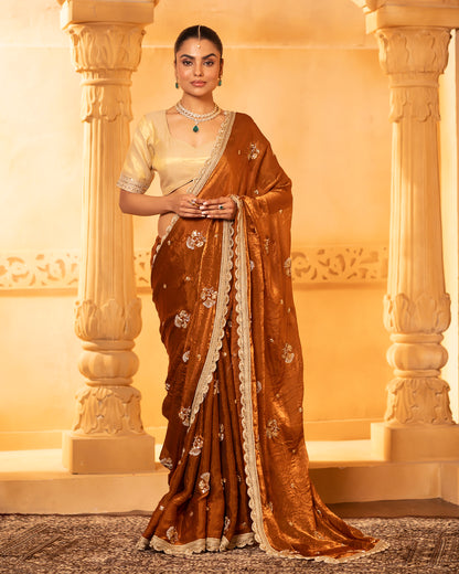 Sunheri 2.0 Antique Copper Gold Silk Saree