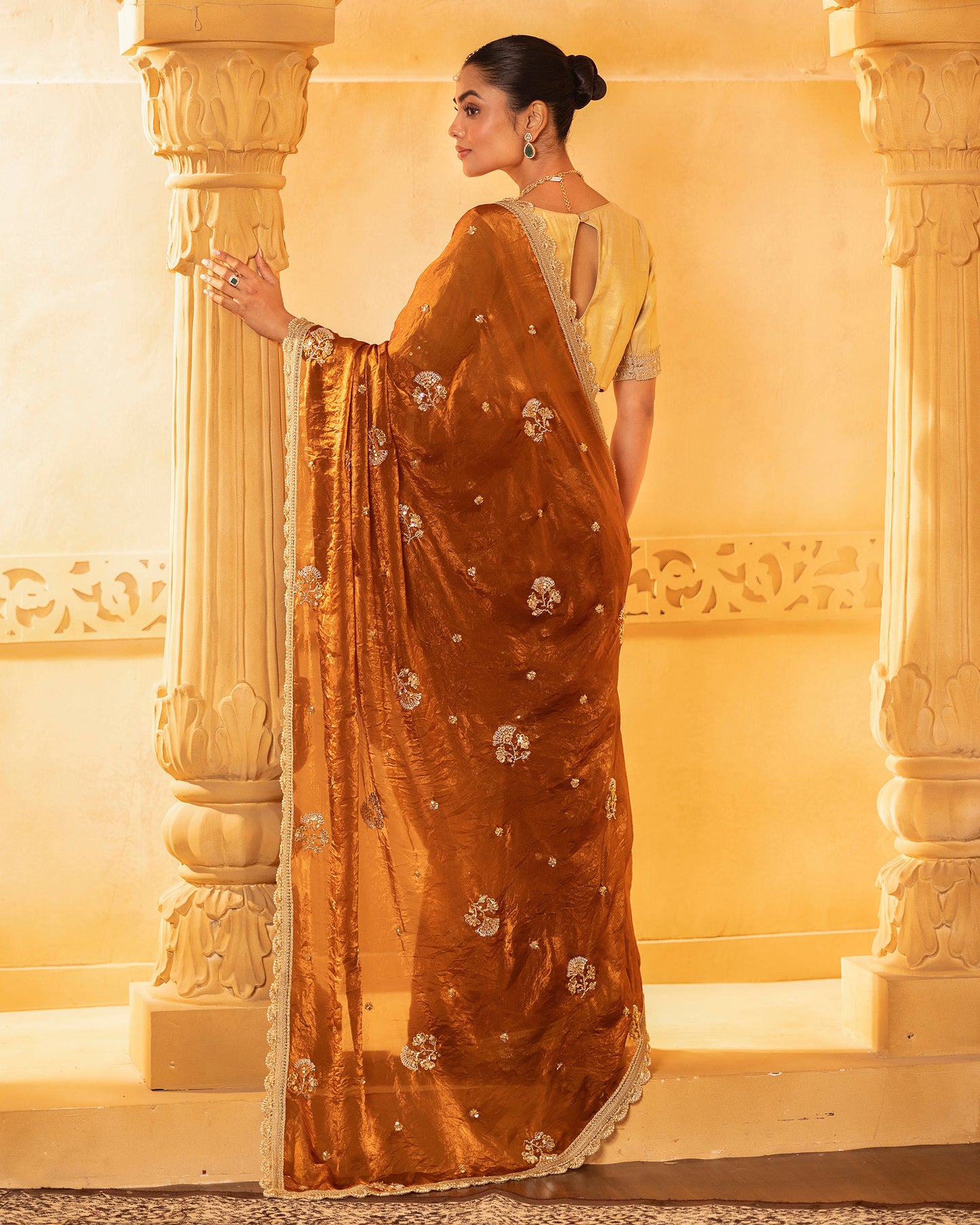 Sunheri 2.0 Antique Copper Gold Silk Saree