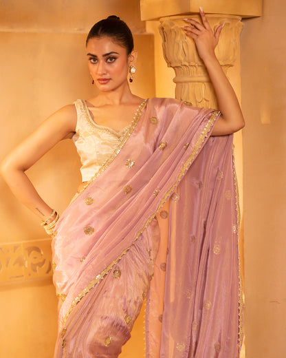 Sunheri 2.0 Blush Pink Tissue Silk Saree