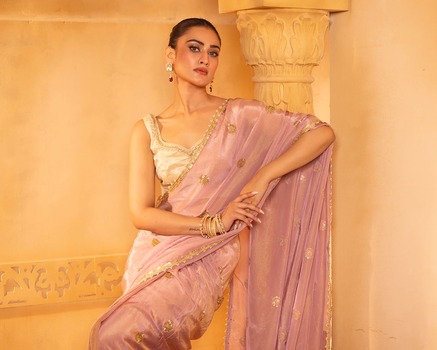 Sunheri 2.0 Blush Pink Tissue Silk Saree