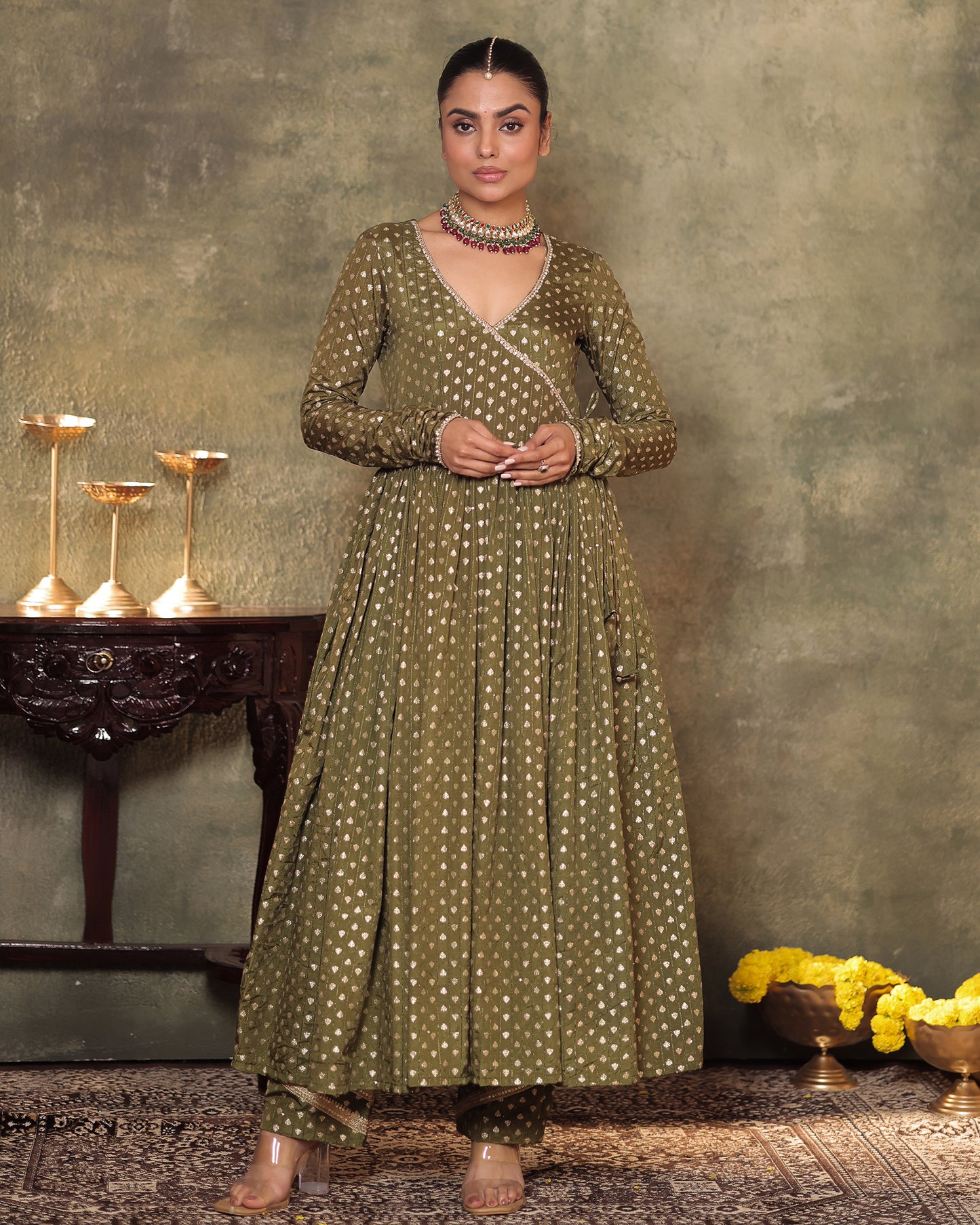 Naazrana Angrakha Anarkali, Pant and Dupatta Set of 3