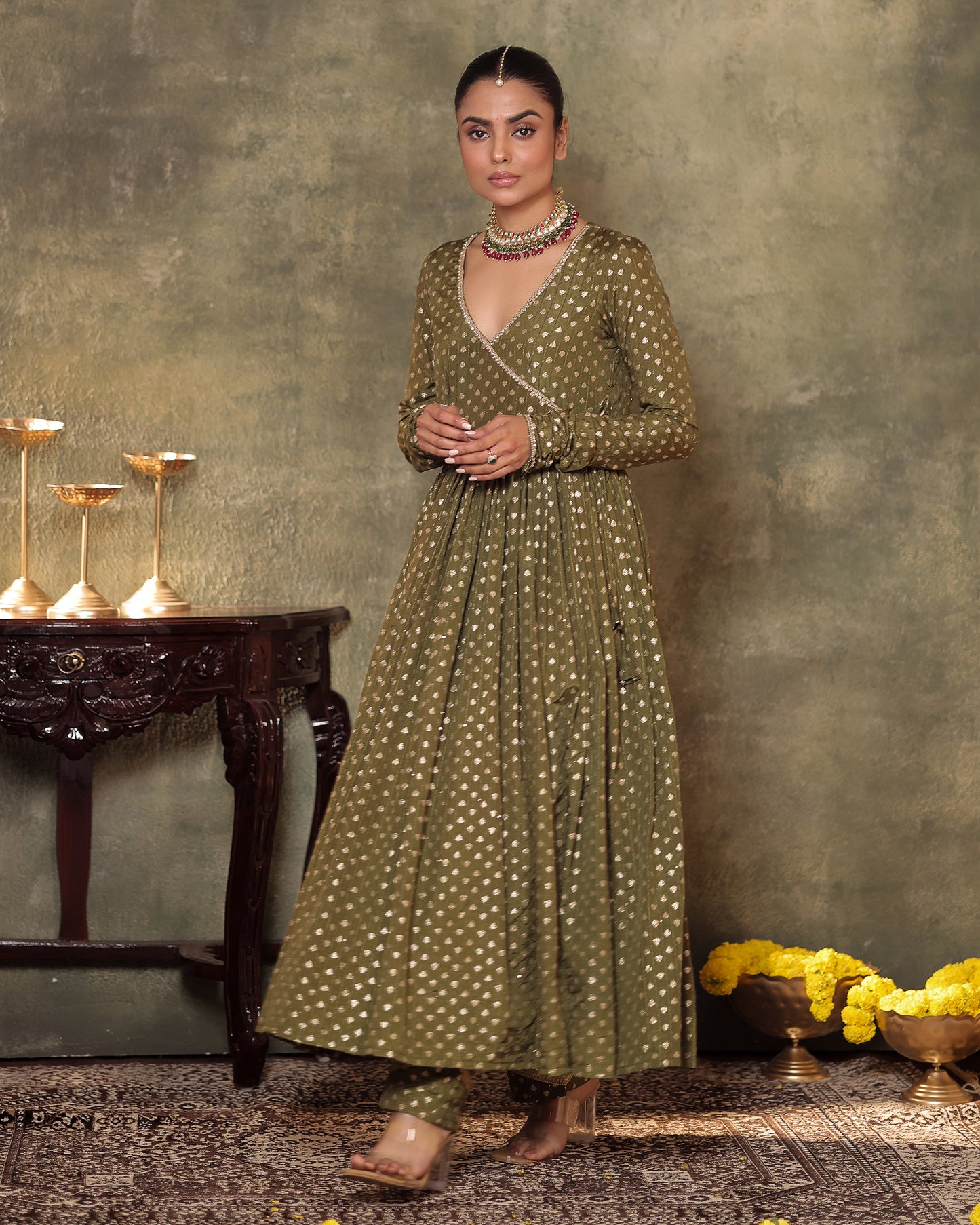 Naazrana Angrakha Anarkali, Pant and Dupatta Set of 3