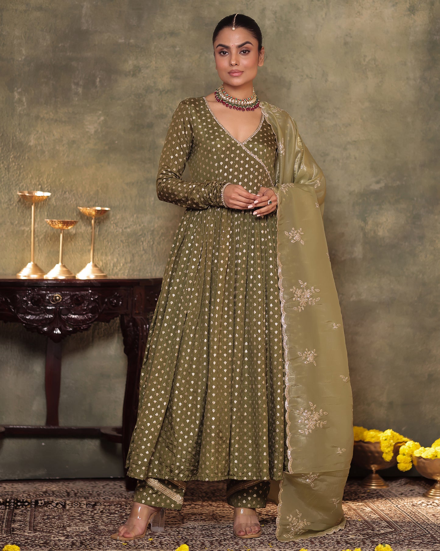 Naazrana Angrakha Anarkali, Pant and Dupatta Set of 3