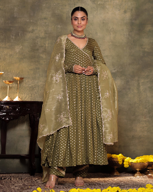 Naazrana Angrakha Anarkali, Pant and Dupatta Set of 3