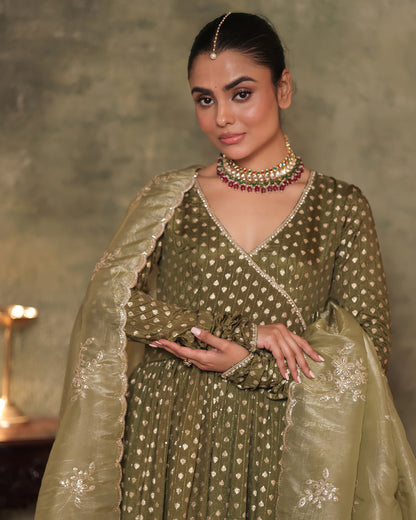 Naazrana Angrakha Anarkali, Pant and Dupatta Set of 3