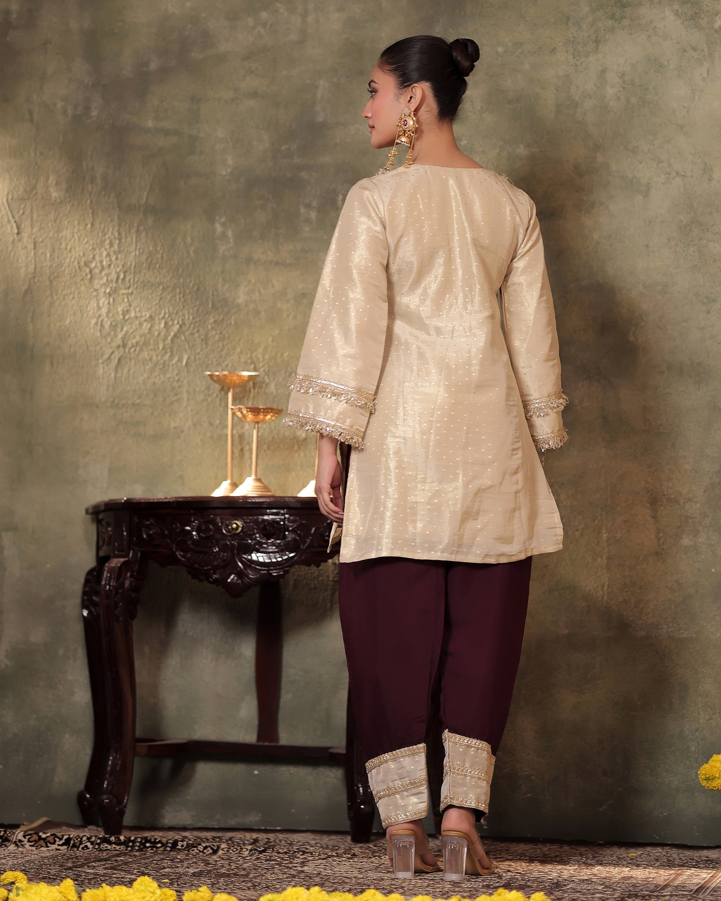 Rasiyaa Tissue Silk Kurta and Farsi Salwar set of 3