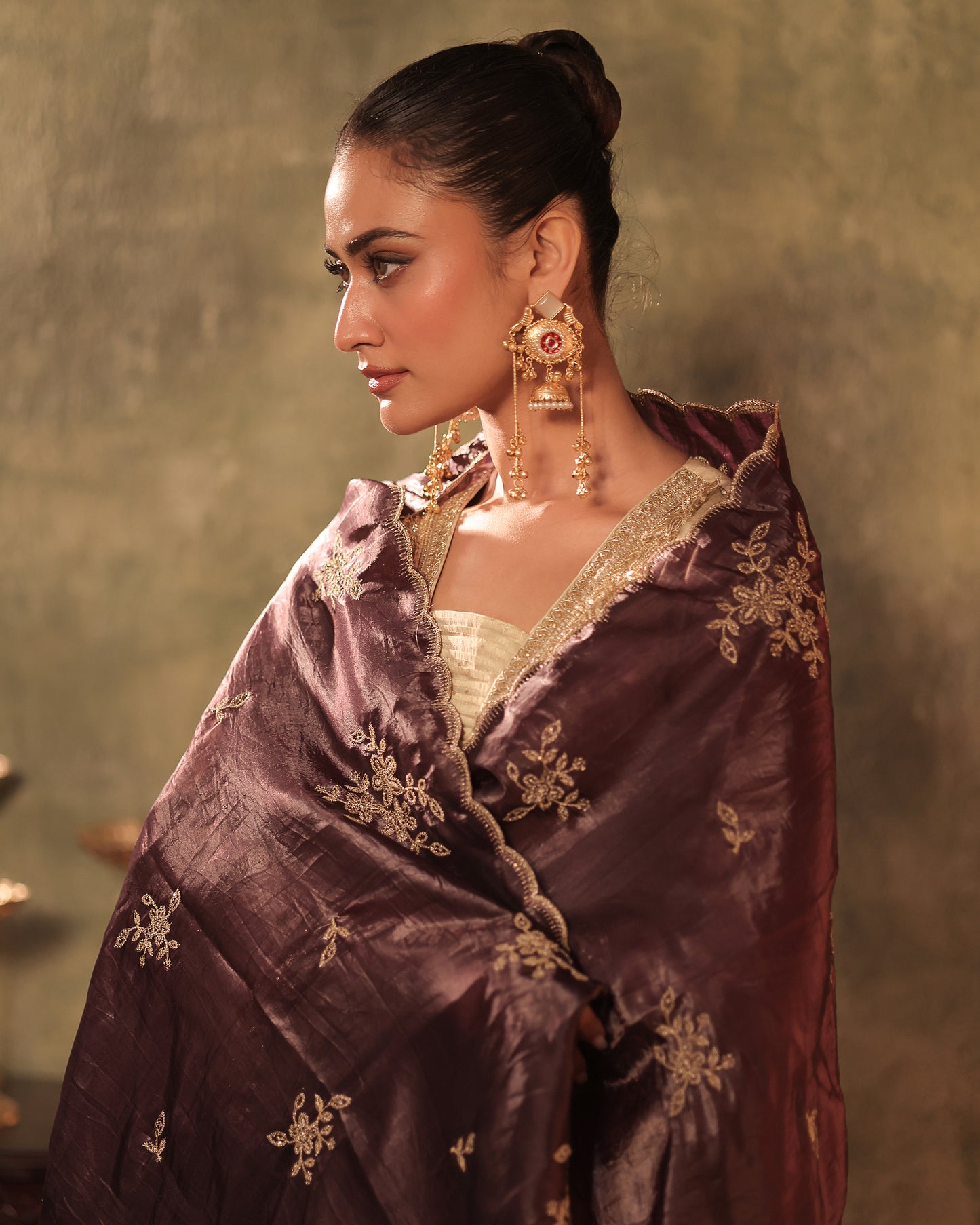 Rasiyaa Tissue Silk Kurta and Farsi Salwar set of 3